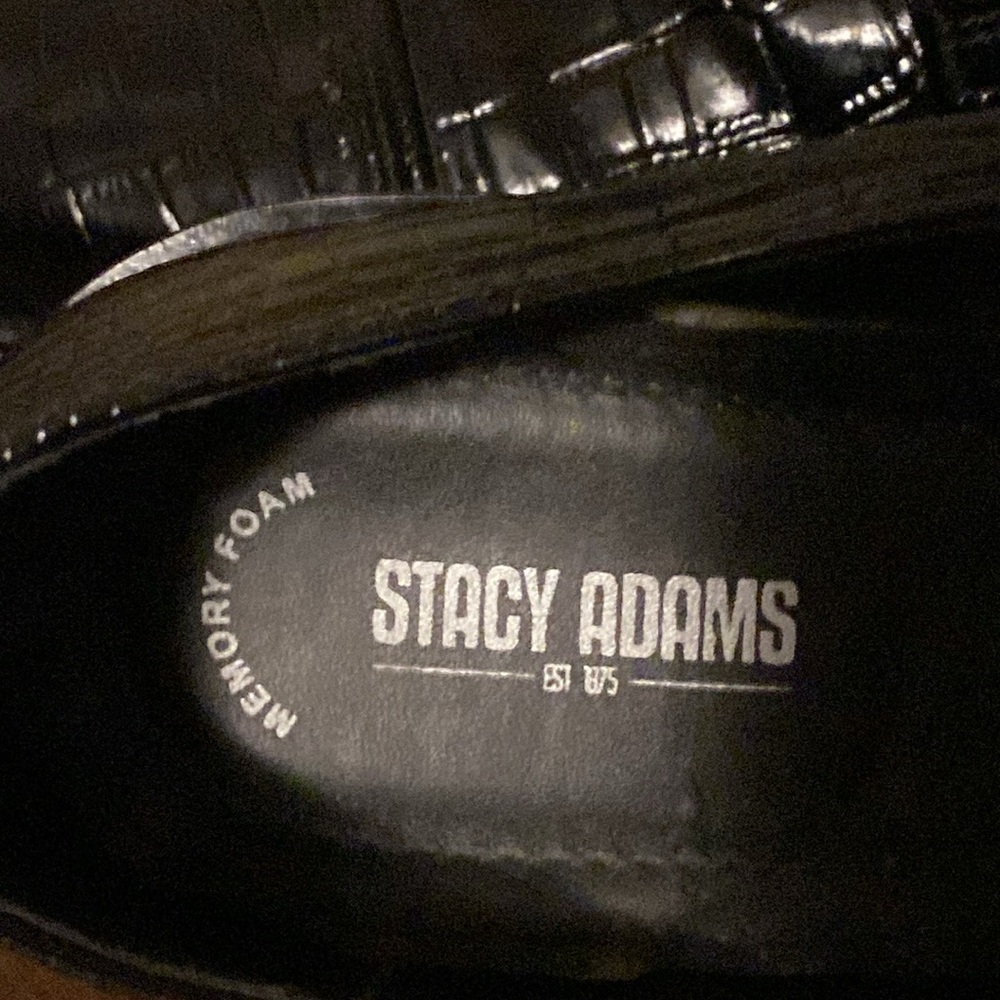 Stacy Adam’s Printed Cow Leather Black Cap Toe Men’s 12W - Picture 6 of 7